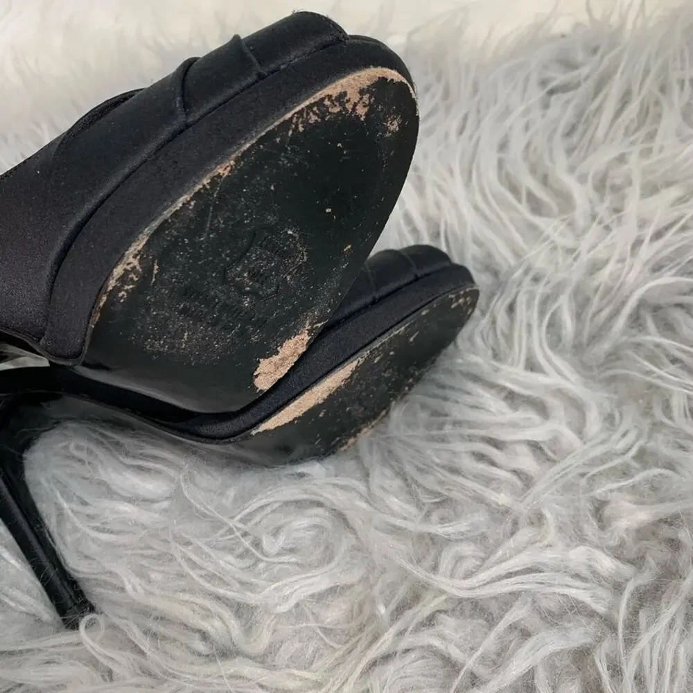5/$30 Stuart Weitzman Satin Peep Toe Sling Back Heels